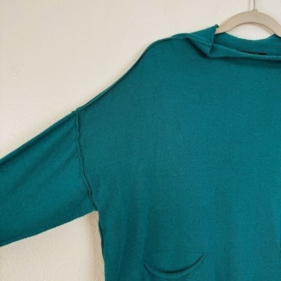 OZAI N KU Boxy front Pocket Sweater petrol turquoise pullover 8-10 wool cashmere - Picture 5 of 12
